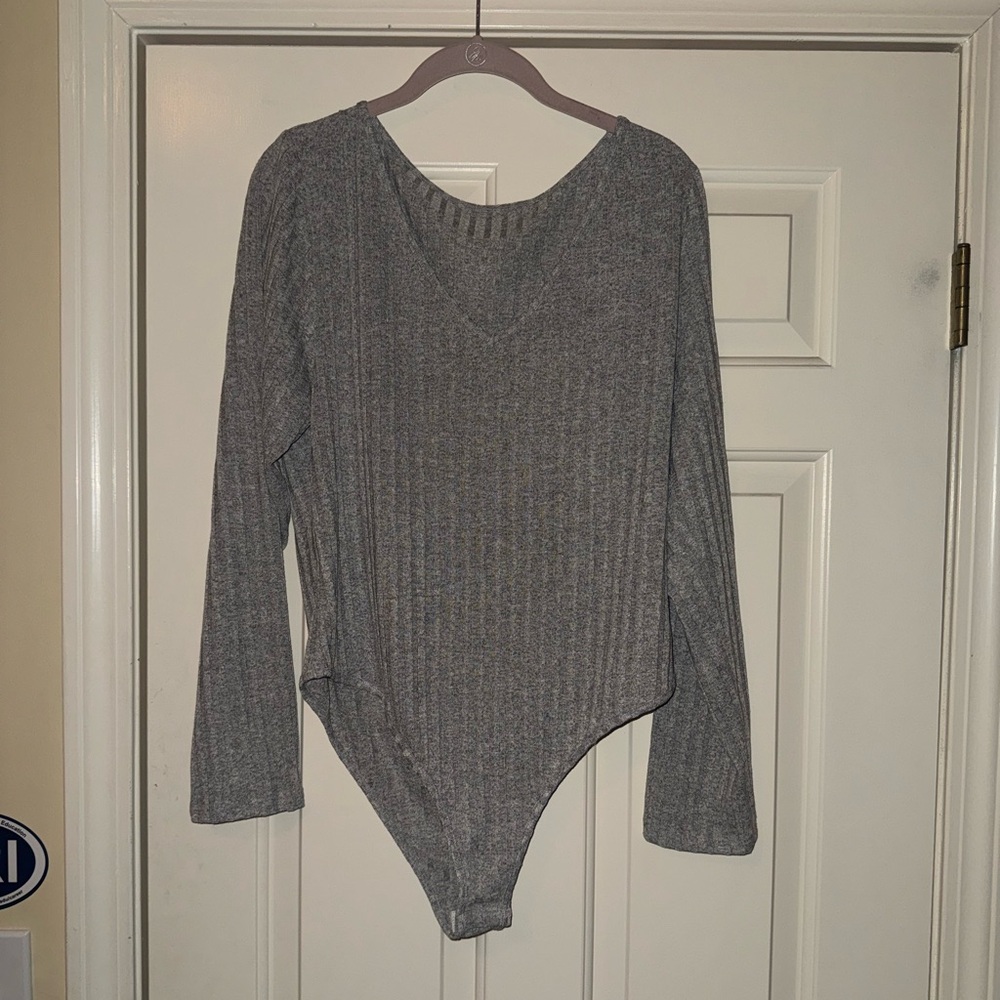 SHEIN Curve Heather Gray Bodysuit